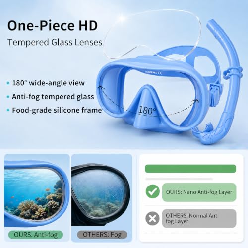 JRing Equipo de Snorkel para Adultos, Set de Máscara Antivaho con Snorkel Húmedo miniatura 2