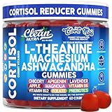 Clean Nutra Cortisol Supplement Gummies L-Theanine Magnesium Ashwagandha Apigenin Vitamin B6 Sleep and Calm Support Lavender Chicory Prebiotic Advanced Gummy Formula