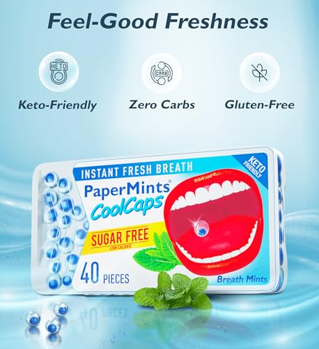 PaperMints CoolCaps - Hortelã fresca instantânea sem açúcar pacote com 4 - 160 cápsulas. Tratamento
