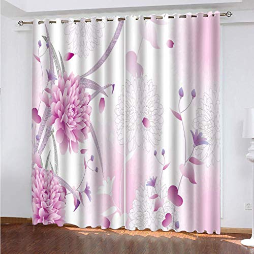 Draperies à oeillets fleurs violettes occultantes de 280 cm de hauteur pour intérieur moderne