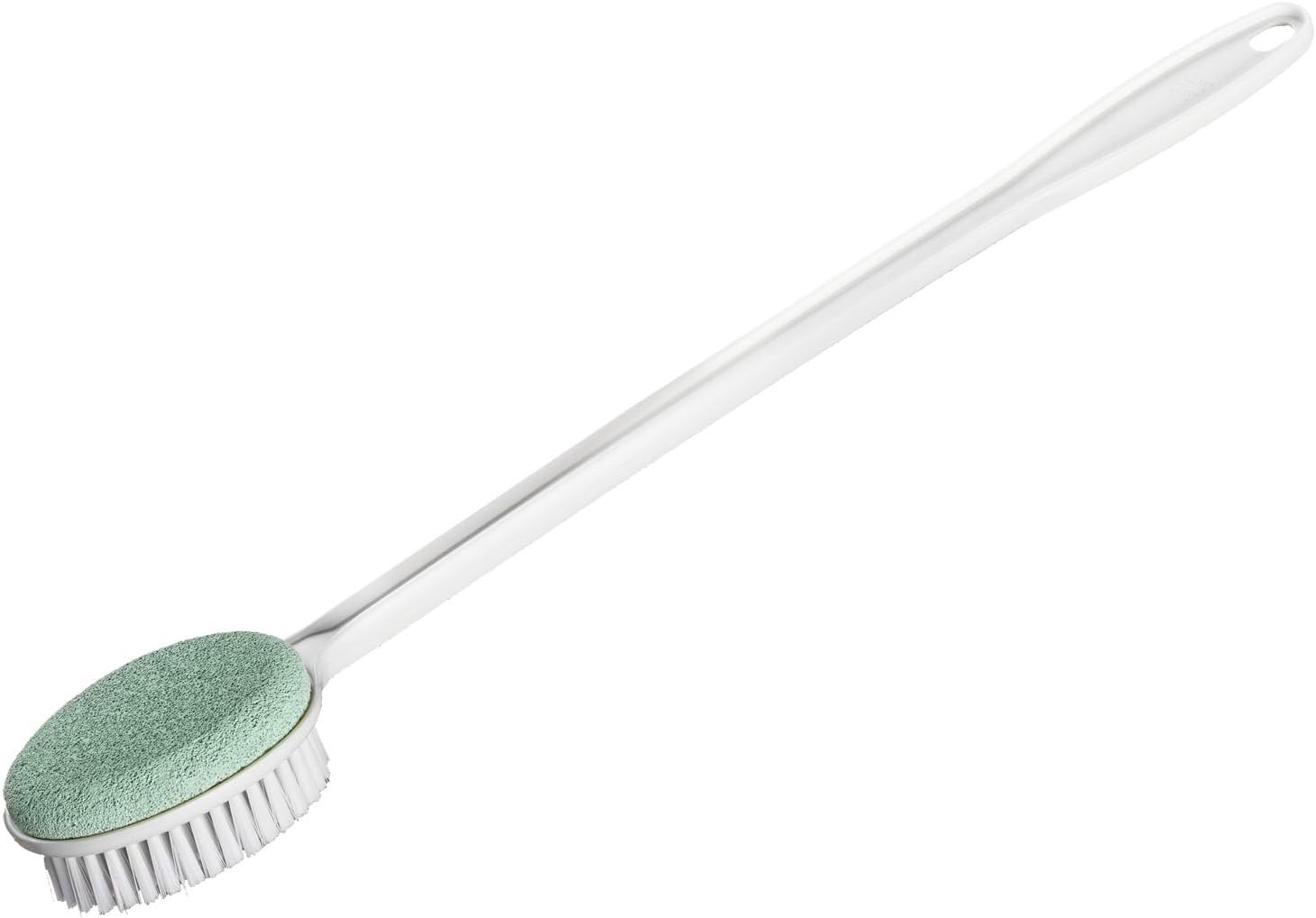 The Helping Hand Company Long Handled Foot Scrub Brush with Pumice Stone. Bath and Shower Foot