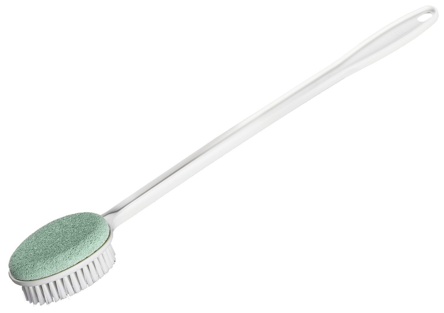 The Helping Hand CompanyLong Handled Foot Scrub Brush with Pumice Stone. Bath and Shower Foot Scrubber. Hard Skin Remover and Foot Massager. Bendable Handle 21"" / 53cm"
