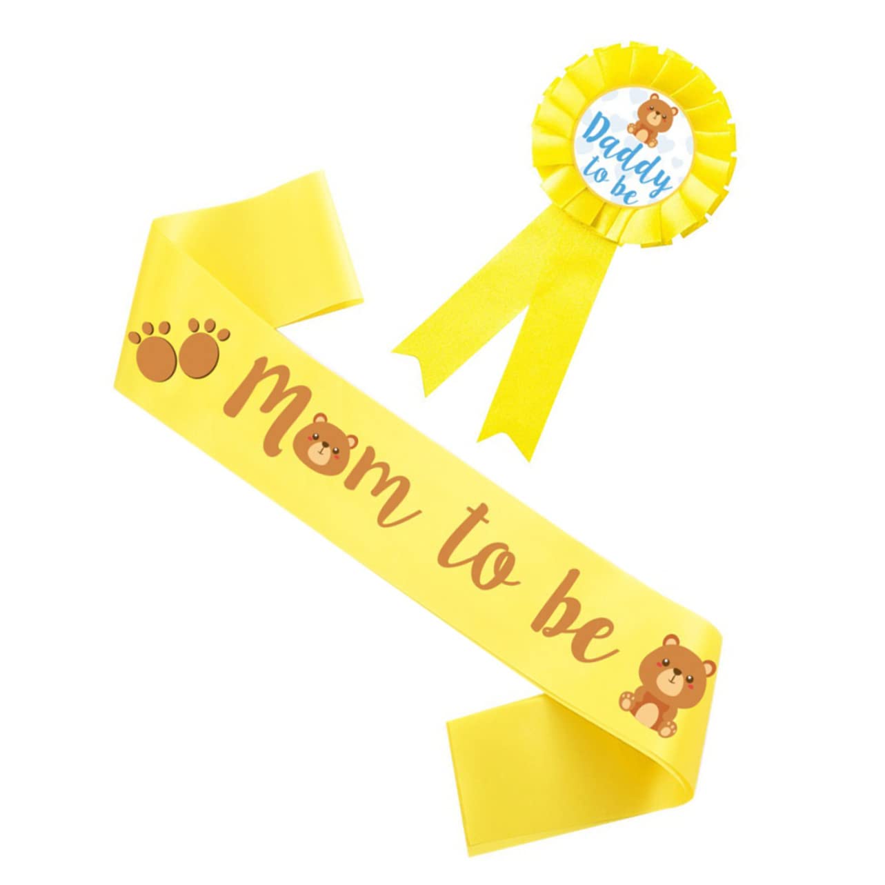 Toddmomy Mom Shower Set Sash Corsage Pins Mommy to Be Sash Daddy to Be Pin Baby Announcement Decor