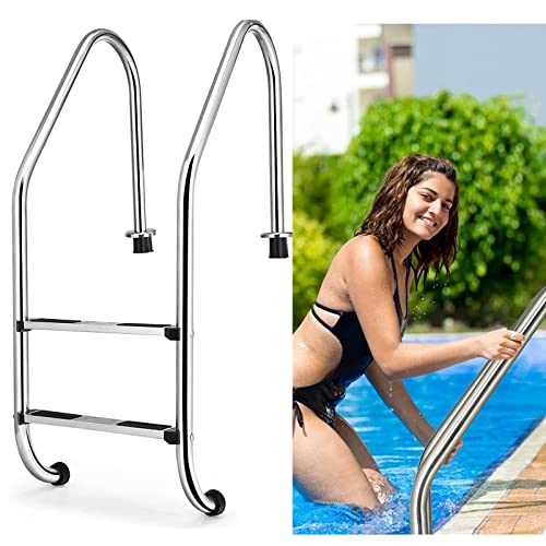 Escalera para piscina de acero inoxidable con 2 peldaños antideslizantes miniatura 1
