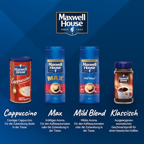 Maxwell House Klassisch löslicher Bohnenkaffee, Instant Kaffee, 200 g im Glas, für 112 Getränke