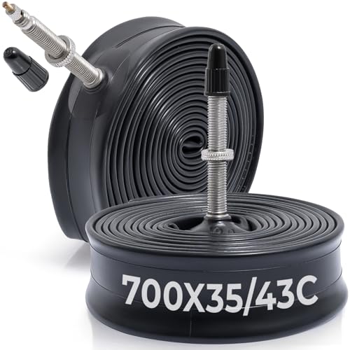 MetersGod 2本,700x35c/38c/40c/42c 自転車チューブ,700x35-43c 自転車タイヤに対応,仏式バルブ48mm,ブチルゴム,適用ロードバイク、クロスバイク、シティバイク,MGN045