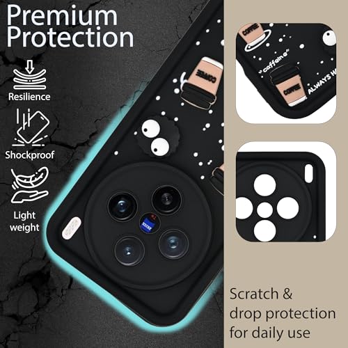 Image of DARKFIT Back Case Cover Compatible for Vivo X200 5G | Cute Fun Cartoon 3D Ball | Coffee Silicone Case | Case Cover with Camera & Body Protection | Shock Proof | for Vivo X200 5G | Color Black