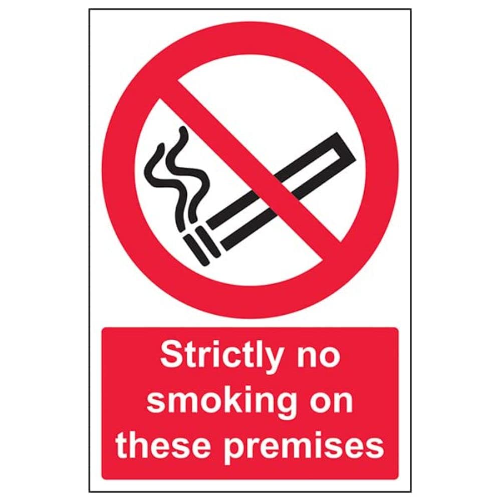 Prohibition No Smoking - Strictly No Smoking On These Premises - 200 X 300mm Restickable Safety Sign