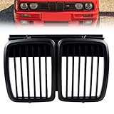 AutoXcessori Front Bumper Kidney Grille Center Grill Vertical Single Slat Matte Black for 1982-1994 BMW E30 M3 3 Series 318i 325i OE# 51131884350, 51131916504