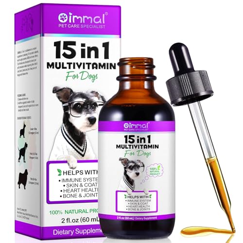Hundemultivitamin, 15-in-1 Flüssigvitamin mit Glucosamin & MSM für Gelenke, Fell & Immunsystem.