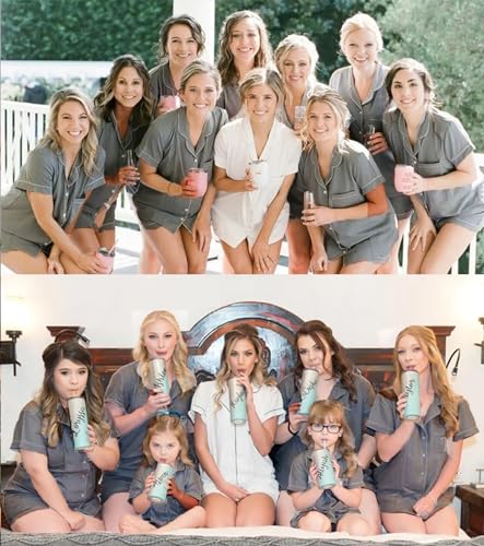 Image of SWOMOG Womens Button Down Pajamas Set Short Sleeve Sleepwear Bride Soft Pj Lounge Sets XS-3XL