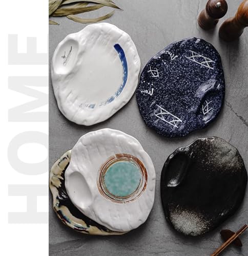 Plato de porcelana estilo japonés con soporte para salsa miniatura 2