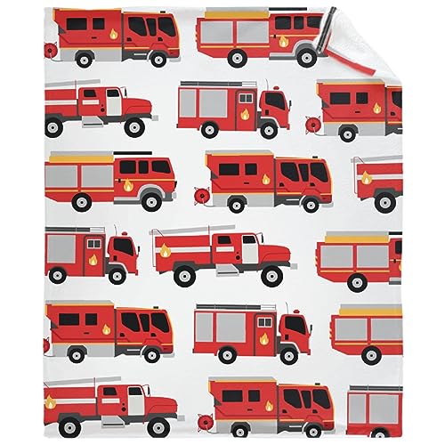 Image of Fire Truck Fleece Throw Blanket - Super Soft, Cozy Flannel, Air Conditioning, 80x60 in for Adults