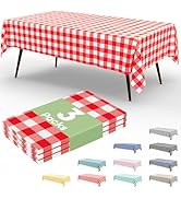 misaya 3 Packs Buffalo Disposable Table Cloth, 54 x 108 Inch Waterproof Plastic Tablecloth, Recta...