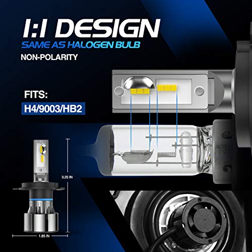 Image of H4 ledlights for car, Headlight Bulbs 40000 Lumens, High Performance Halogen Replacement, High Beam Low Beam Fog Light Bulbs, 2 Pack