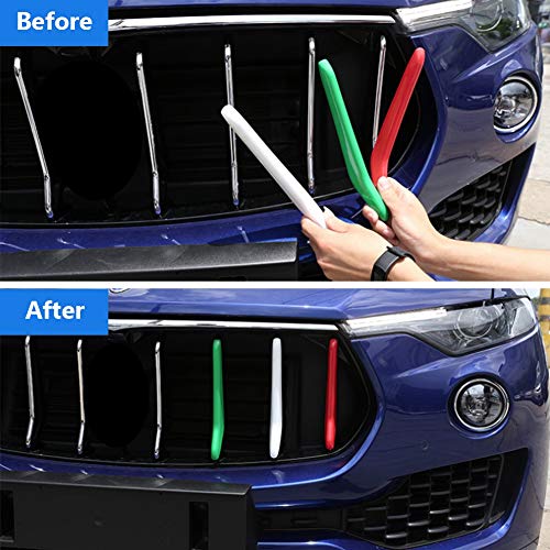 Image of Car Front Grill Strips Trim Grille Inserts Car Glossy Front Grill Strips Trim Replacement for 2017-2018 3 Pcs Grille Inserts 3D Decoration
