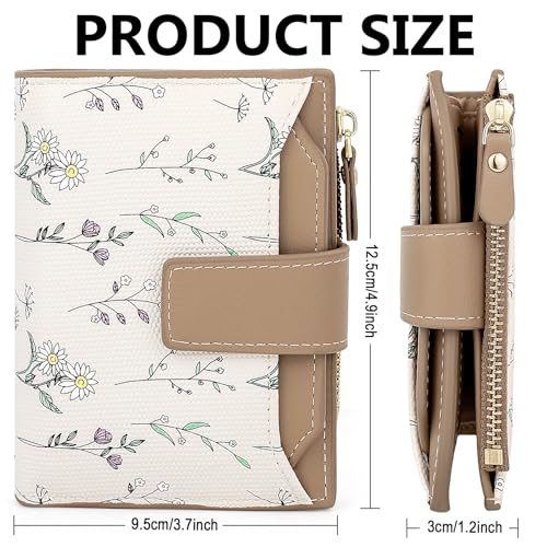 Cute Brown Flower Wallet for Women Small Kawaii Coin Purse with ID Window Lightweight and Stylish Design Compact Cash Wallet for Ladies4