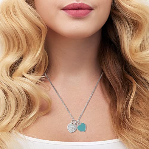 CHEERYMAGIC Enamel Heart Necklace Double Heart-shaped Pendant Necklaces Love Necklace Silver Charm Christmas Jewelry Gift for Women Girl A4-AXSGXL - Image 6
