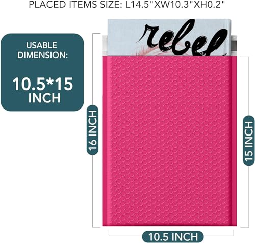 Image of Metronic Bubble Mailers 10.5x16 250 Pack Large Pink Bubble Mailers Waterproof Thick Padded Envelopes for Packaging, Makeup, Gift, Mailing, Shipping, Small Items Supplies