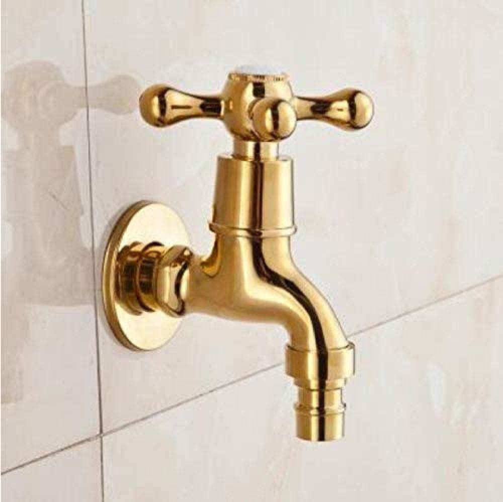 Yiffshunl Outside Tap Faucet Tap Golden Washing Machine Crane Decorative Outdoor Garden Bibcock Tap Mop Faucet Garden Tap Outdoor Faucet