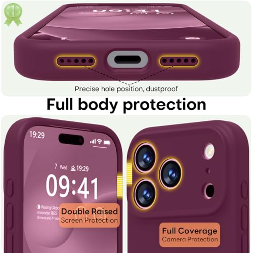 Image of LOVE 3000 Designed for iPhone 17 Pro Max Case, Premium Silicone [Compatible with Magsafe][Soft Anti-Scratch Microfiber Lining] Shockproof Protective Phone Case for Men Women 6.9 inch, WineRed