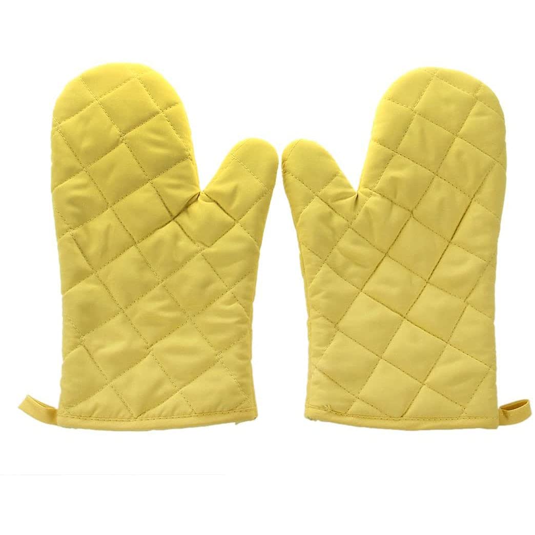 Deux Gants en Coton pour Four À Micro-Ondes Peuvent Être Lavés des Mains De Protection Jaunes Résistantes La Chaleur l'usure Et Aux Brûlures