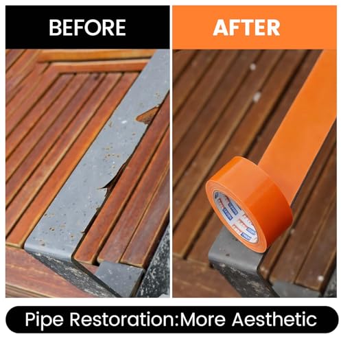 Image of ADHES PVC Pipe Wrap Tape, 2 Inch X 35 Yds, Corrosion Protection Pipe Tape, Weatherproof PVC Tape for Drain Pipe, Metal & Electrical Piping, Underground Pipe, Orange