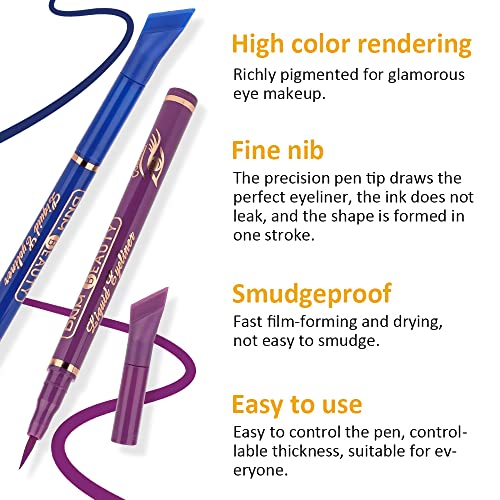 Kaely 6 Colors Liquid Wing Eyeliner Stamp Kit Eye Pencil Makeup Sets Waterproof Colored Colorful Eye Liners Stamps Shapes Delineador De Ojos Contra El Agua Delineadores De Colores Para Ojos (Set B) #TOP2