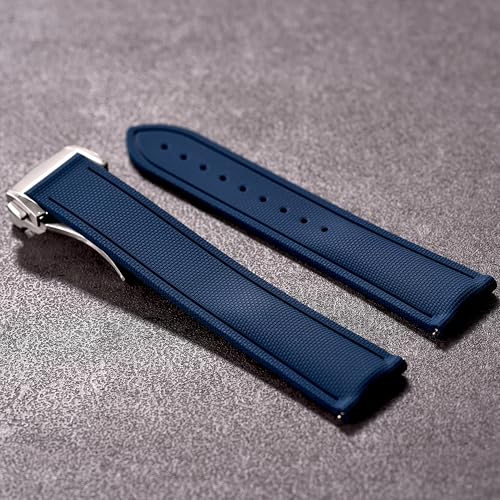 Image of WAMD Vector FKM Rubber Watch Strap 20mm 22mm - No Loop Deployment Clasp - Premium Fluoroelastomer Replacement Band.