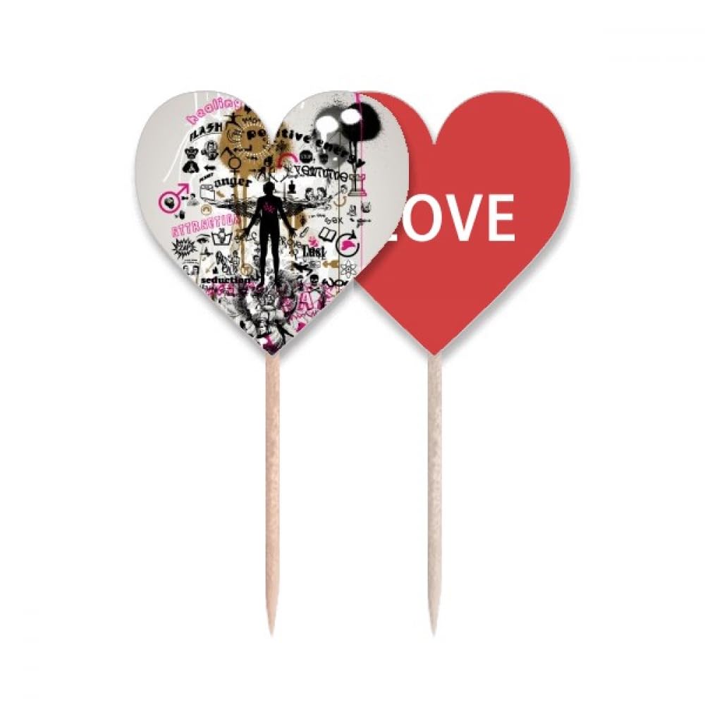 Cure-dents drapeau love heart pour partager de l'amour autour d'un cupcake