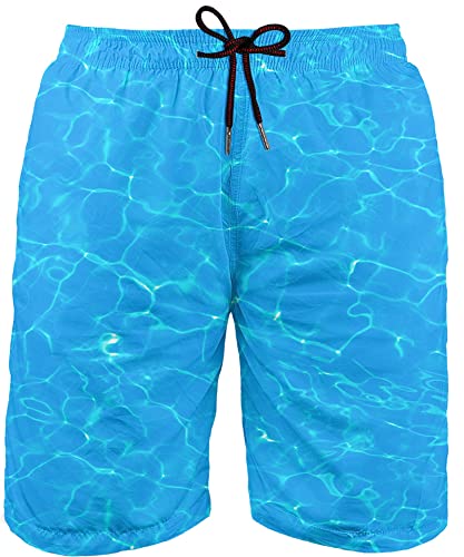 Vockgeng Herren-Shorts Regenbogen mit Farbstreifen mit Kordelzug Badeshorts über dem Knie Badeanzug für Männer Jungen XL