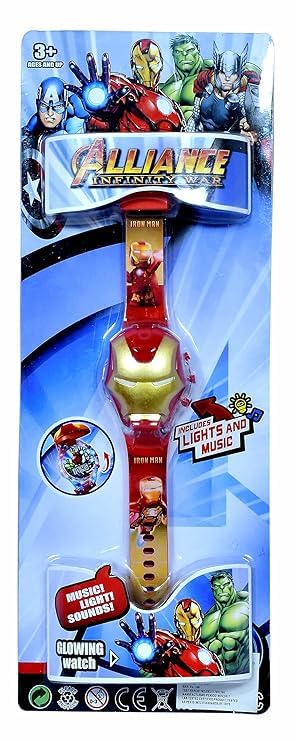 Image of Acnos Kids Edition Digital Watch - Spiderman, Captain America, Ironman, Ben10, Hulk - Disco LED Musical Watch for Boys and Girls