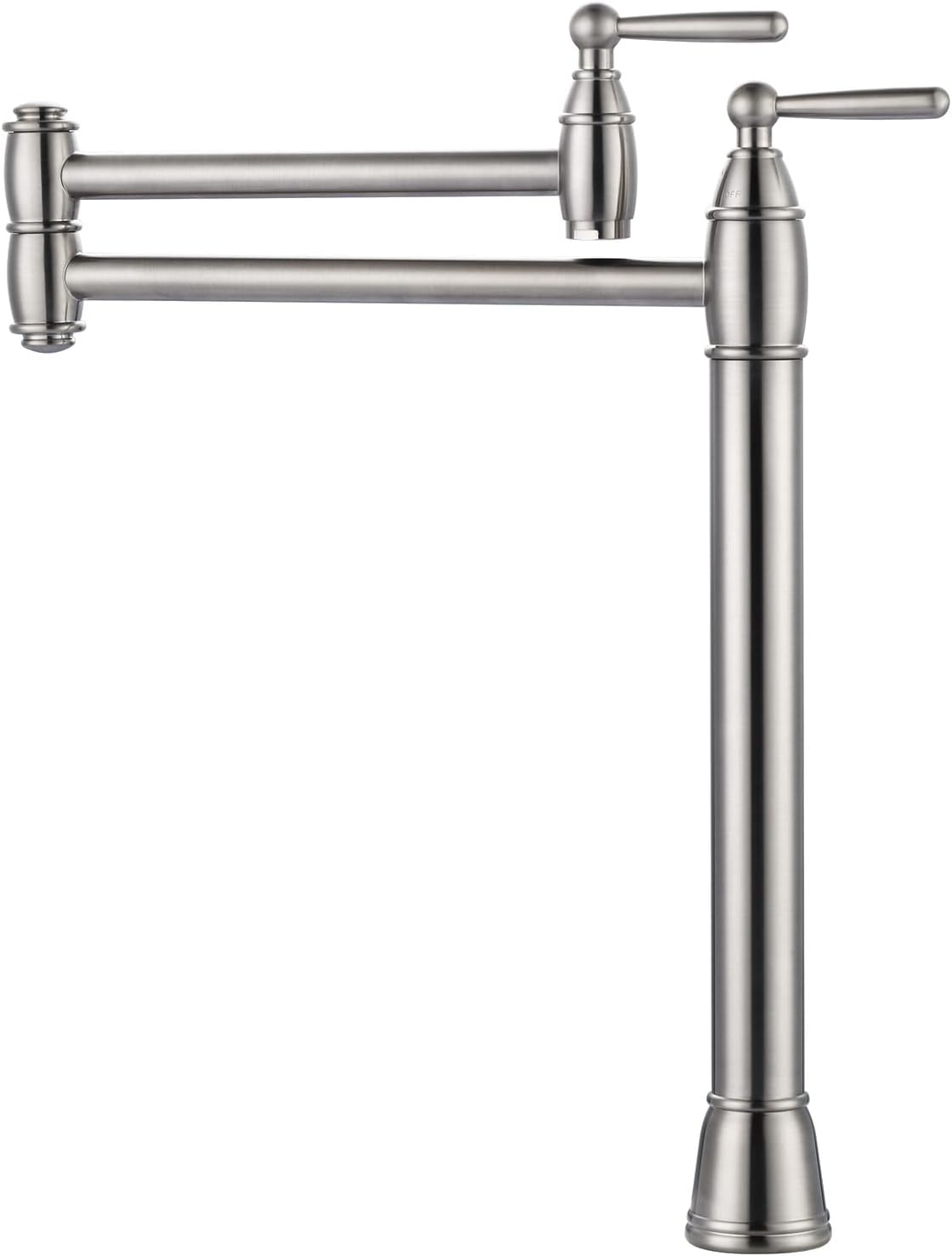 Brushed Nickel Double Handle Deck Mount Pot Filler Faucet