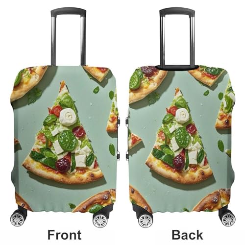 Green Pizza Slices Luggage Cover, Elastic Luggage Protector Fits 19-32in Suitcases, Washable & Anti-Scratch Suitcase Cover for Men Women M3