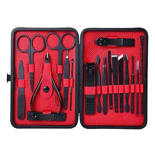 爪切りセット 18 in 1 マニキュアセット、ステンレススチールネイルケアセット、プロの指とつま先のネイルグルーミングツール、男性女性用ポータブルペディキュアキット ネイルセット