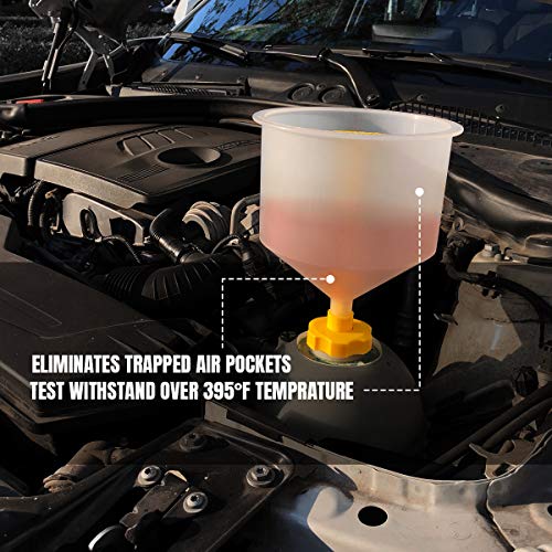 Thorstone Spill Free Radiator Coolant Filling Funnel Kit | No Spill Radiator Funnel Bleeder,with Adapters Fit Universal Vehicles,Clear - Thumbnail 5