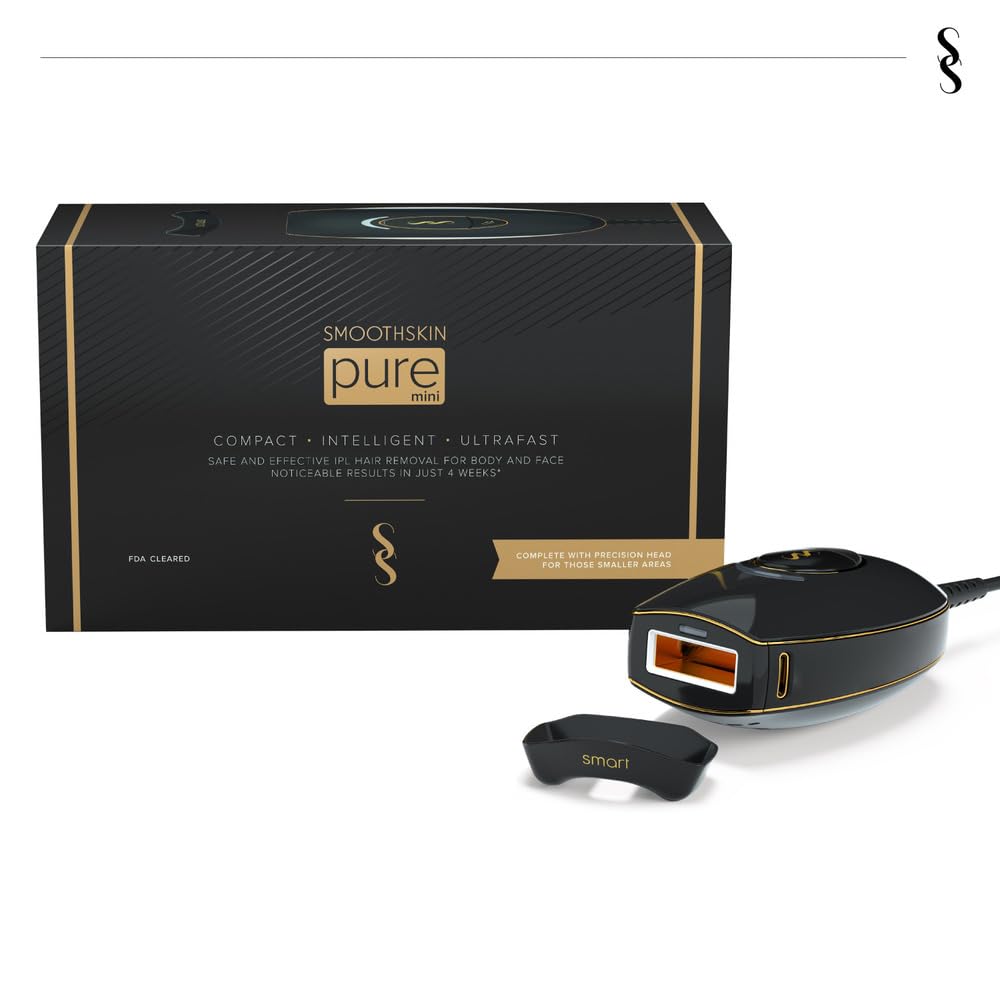 SmoothSkin Pure Mini: Depiladora De Luz Pulsada Compacta y Ultrarrápida. Reducción Del Vello En Cuerpo Y Rostro Para Mujeres Y Hombres. Con Cabezal De Precisión Y Sensor De Tono De Piel.