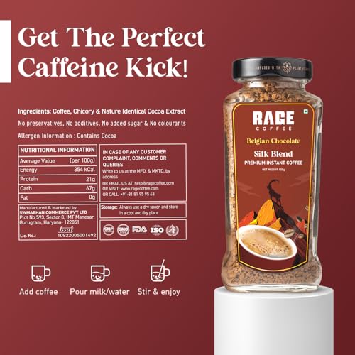 Image of Rage Coffee Silk Blend Belgian Chocolate 120 GMs | Premium, Bold & Smooth (Pack of 3)