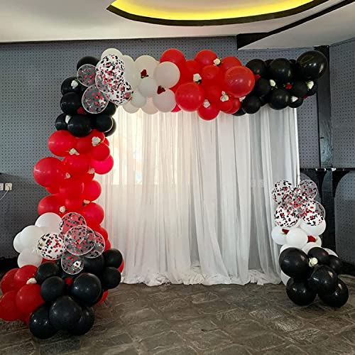 Image of Red Black Confetti Balloons Garland Arch Kit, 120 PCS 12in 10in 5in Latex Red Black Confetti Balloons for Wedding Birthday Anniversary Celebrations Valentine's Day Party Decoration