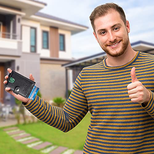 Claasico Men Slim Bifold Pop Up Wallet & Credit Card Case | Compact Card Holder w/Pop Out Button & ID Window4