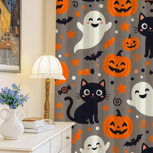 Rideaux occultants isolants à œillets motif chat orange - 2