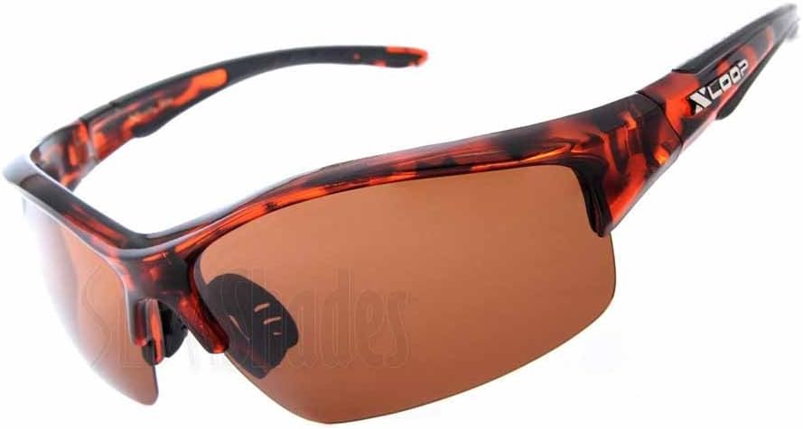 Polarized X-Loop Wrap Sunglasses Mens Sports Cycling Fishing Golfing Glasses-Tortoise with HD Red Lens