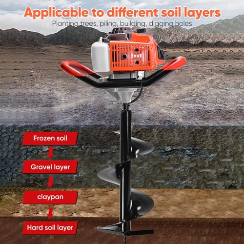 image for wuyule 72CC Post Hole Digger, 2 Stroke Auger Post Hole Digger Gas Powe