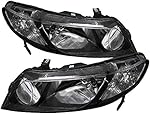 Carpartsinnovate For 06-11 Civic Sedan 4Dr Si EX LX DX GX Hybrid Black Headlights Lamps Pair