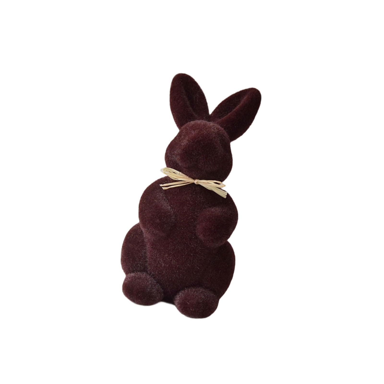 Hsioluted Bunnies Figurine Flannel Animal Ornament for Holiday and Home Decoration and Spring Table Display Statue Plushie Bunnies Ornament