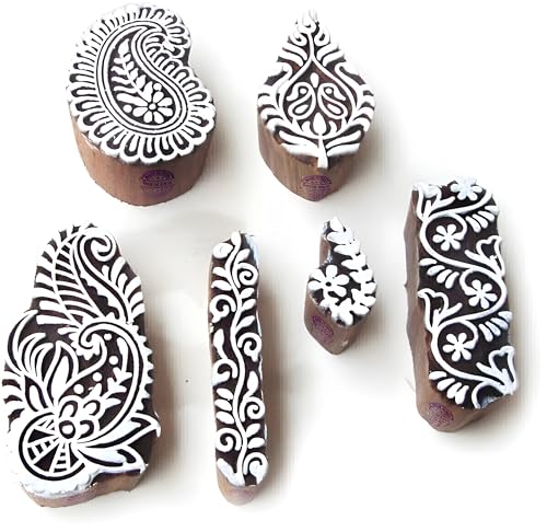 Image of RENIQ Wooden Printing Block for Fabric & DIY Craft | Handcrafted Indian Design Stamp for Textile, Pottery, Mehndi & Home Decor (Multicolor7)
