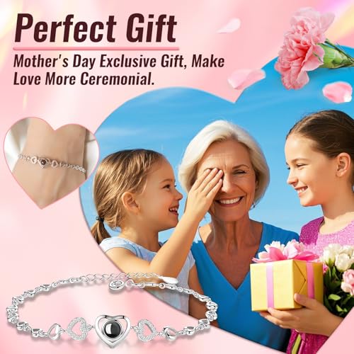 925 Sterling Silver Bracelet with Picture Inside, Picture Bracelet Personalized Photo, Bracelets with Photos, Photo Projection Bracelet, Customized Memorial Gifts for Mom Girlfriend Women4