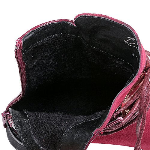 ANUFER Women Punk Metal Style Cap Toe Chunky Heel Zip Ankle Boots