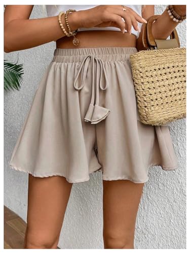 Floerns Women's Elastic High Waist Wide Leg Shorts Knot Front Casual Loose Short Pants4