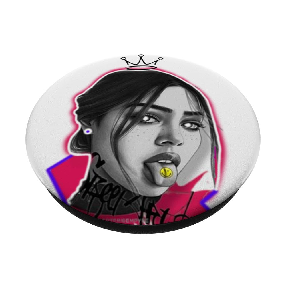 Pretty Party Girl Pink Boss Babe Queen Indigo PopSockets Adhesive PopGrip, Black - Image 2